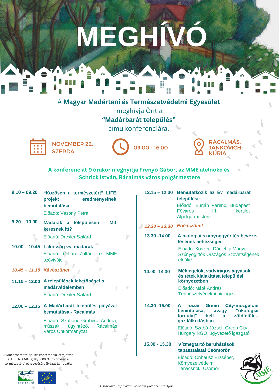 madárbarát település konferencia program